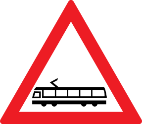 Waarschuwing voor trams.