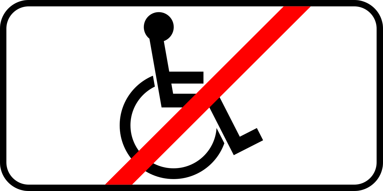 Personen met een handicap uitgezonderd.