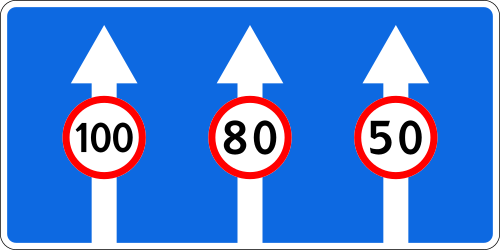 Maximumsnelheid op een rijstrook.