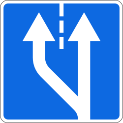 Begin van een nieuwe rijstrook.