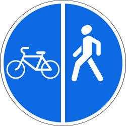 Via dividida obrigatória para peões e ciclistas.