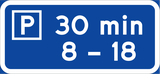 Parkeren toegestaan tijdens de aangegeven tijden.