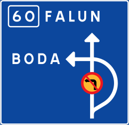 Detour for vehicles that are not allowed to pass.