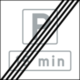 Einde van de zone met beperkte parkeertijd.