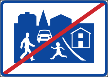 End of the residential area.