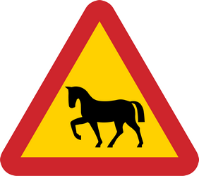 Waarschuwing voor wilde paarden op de weg.