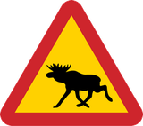 Waarschuwing voor elanden op de weg.