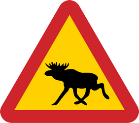 Waarschuwing voor elanden op de weg.