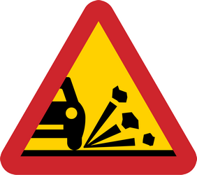 Waarschuwing voor losliggende steenslag.
