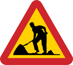 Waarschuwing voor wegwerkzaamheden.