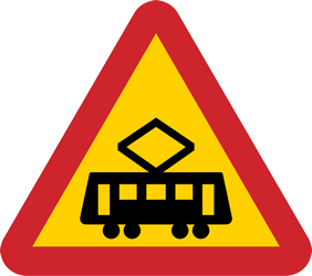 Waarschuwing voor trams.