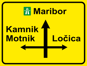 Information sur les directions du carrefour.