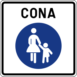 Début d'une zone pour piétons.