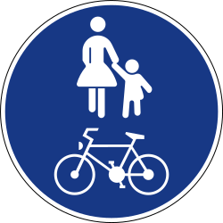 Voie partagée obligatoire pour piétons et cyclistes.