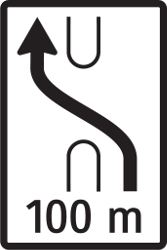 Temporary median strip diversion.