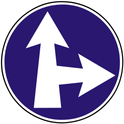 Driving straight ahead or turning right mandatory.