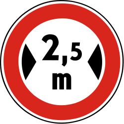 Vehicles wider than indicated prohibited.