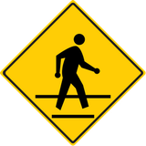 Warning for a pedestrian crossing.