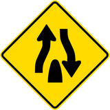 Warning for the end of a divided road.
