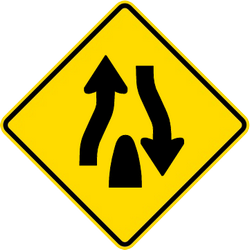 Warning for the end of a divided road.