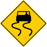 Warning for a slippery road surface.