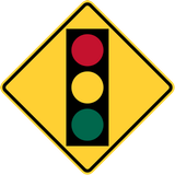 Warning for traffic lights ahead.