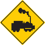 Warning for a railway crossing without barriers.