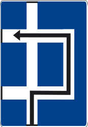 Route zum Linksabbiegen.