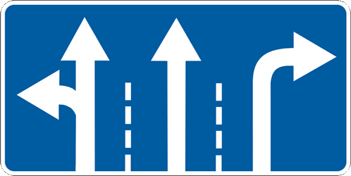 Overzicht van de rijstroken en hun richting.