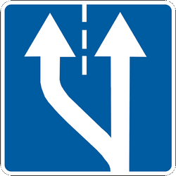 Begin van een nieuwe rijstrook.