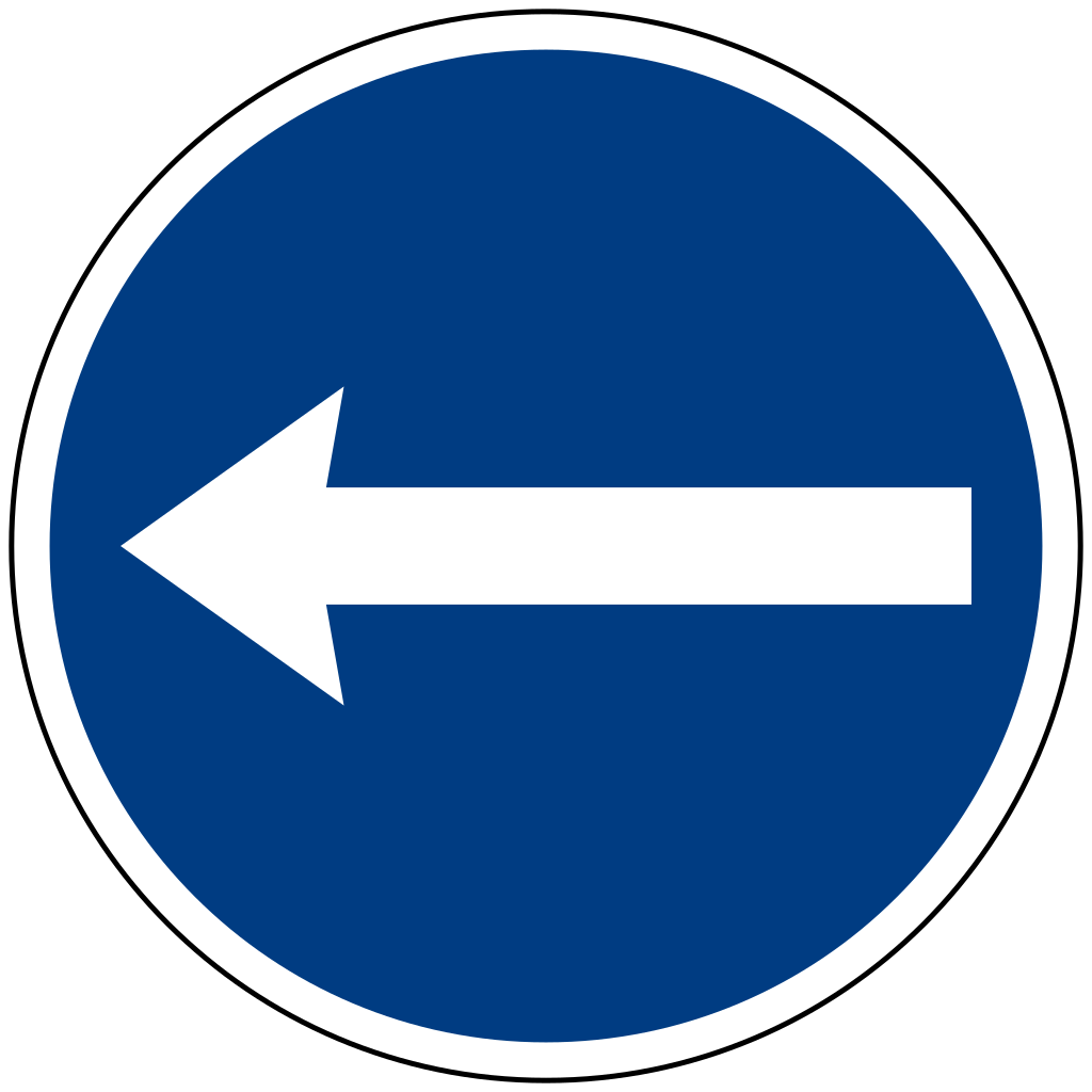 Links fahren vorgeschrieben.
