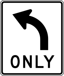 Turning left mandatory.