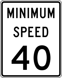 Start of a minimum speed.