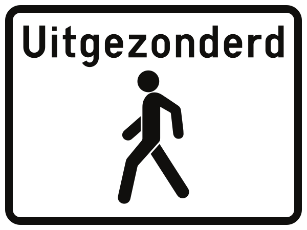 Voetgangers uitgezonderd.