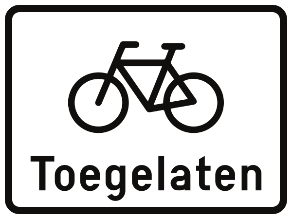 Fietsers toegestaan.