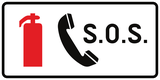 Acil telefon ve yangın söndürücü.