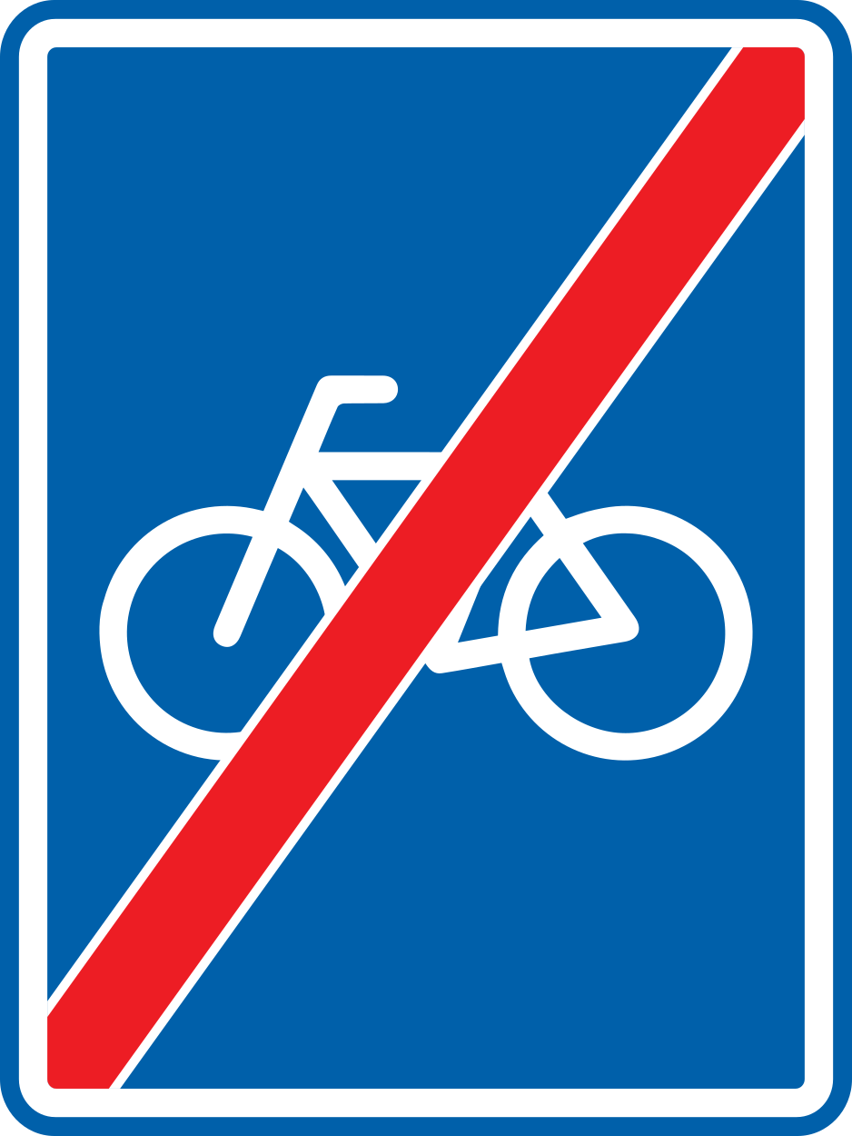Einde van een niet-verplicht fietspad.