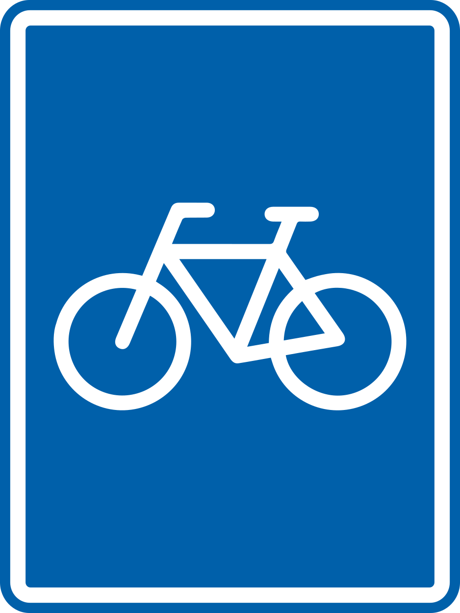 Begin van een niet-verplicht fietspad.