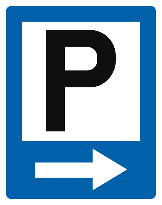 Richting naar parkeerterrein.