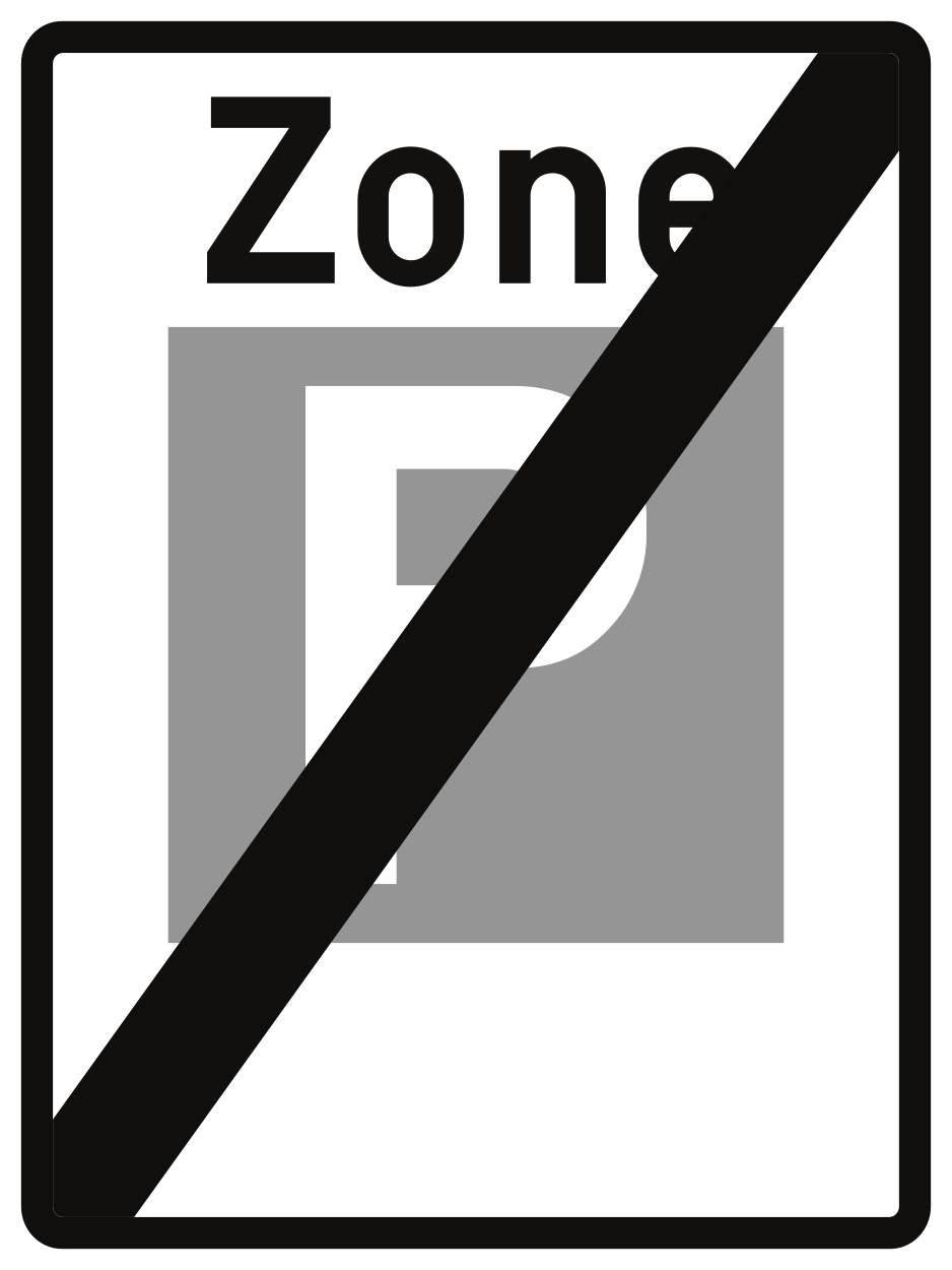 Einde van de parkeerzone.