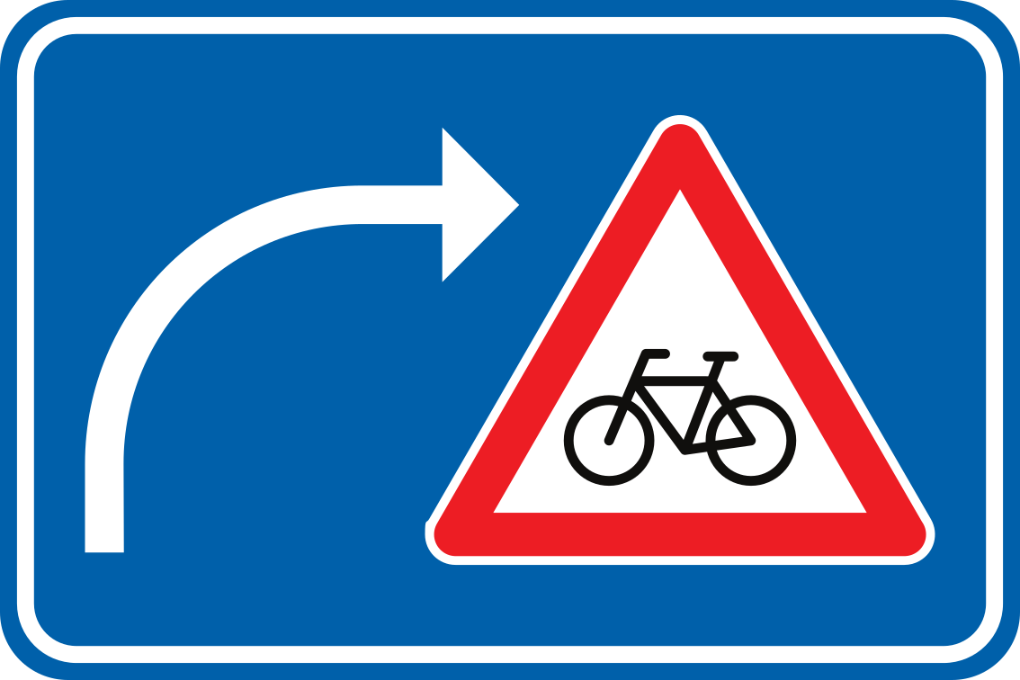 Attention aux cyclistes en tournant à droite.
