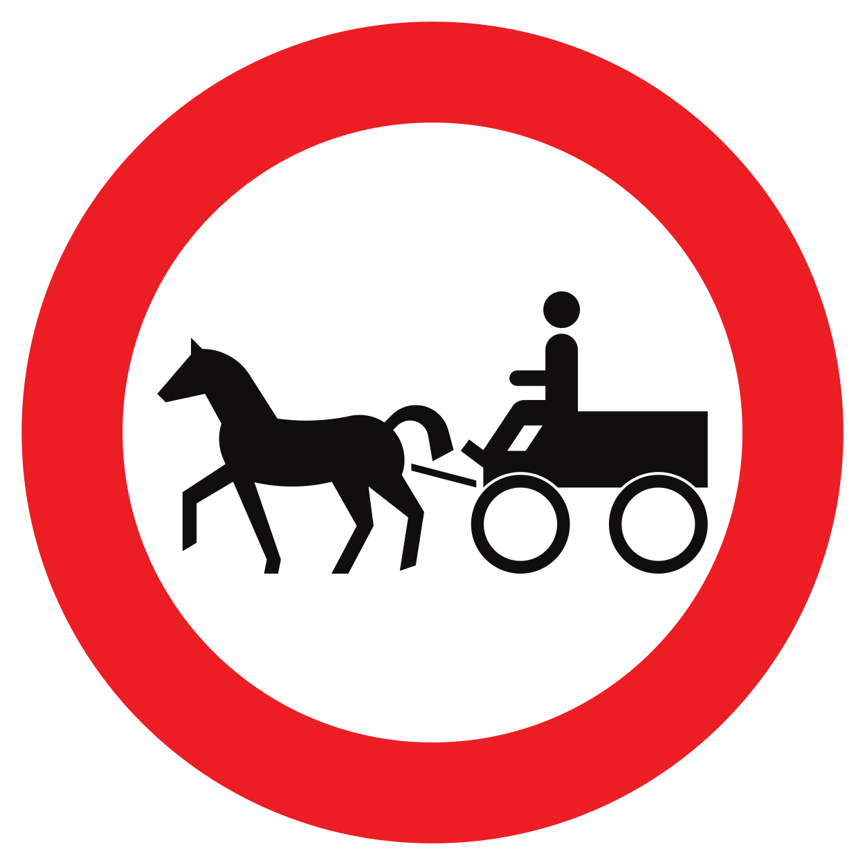 Véhicules hippomobiles interdits.