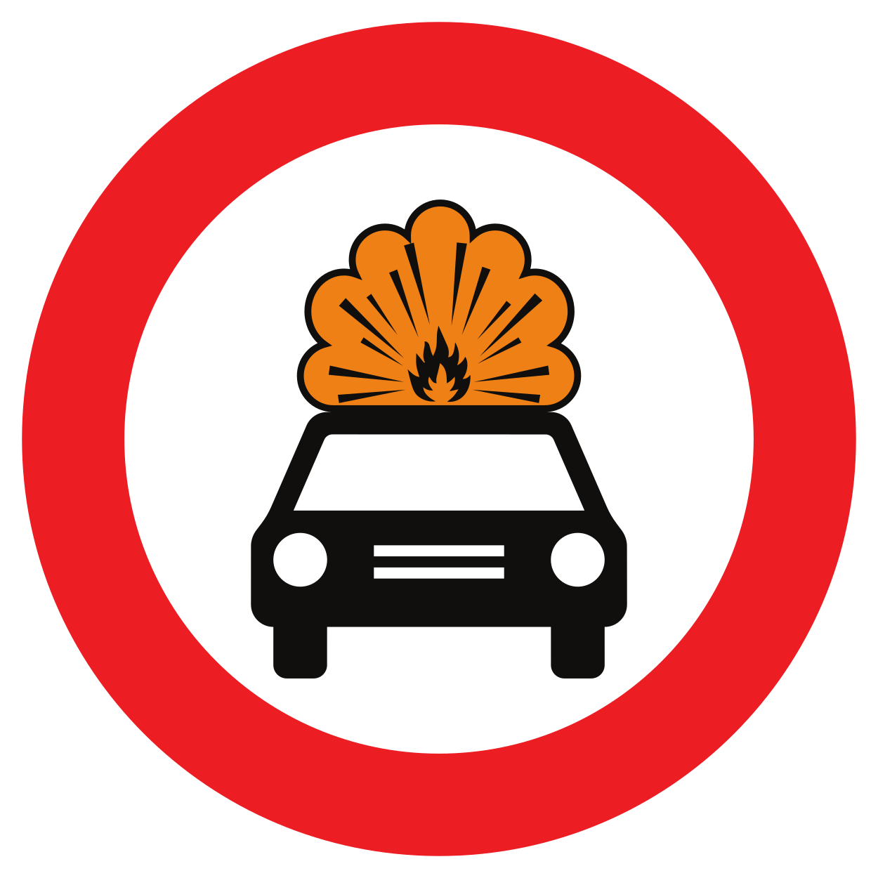 Véhicules transportant des explosifs interdits.