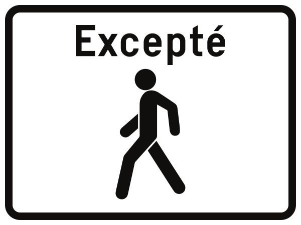 Voetgangers uitgezonderd.