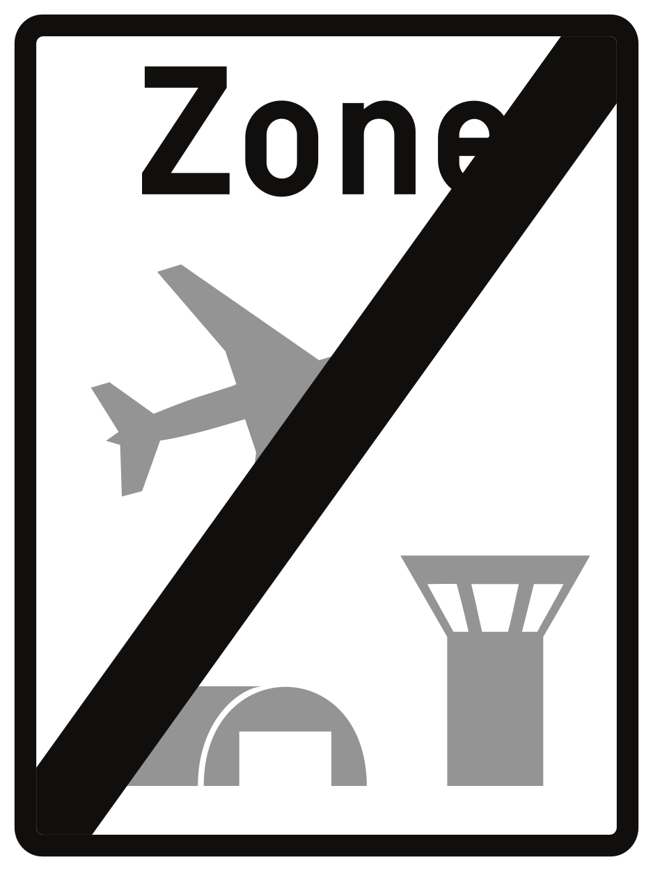 Einde van de luchthavenzone.