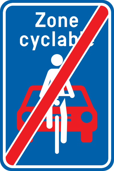 Einde van de fietszone.