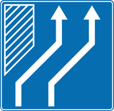 Verschuiving van rijstroken.