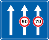 Maximumsnelheid op een rijstrook.