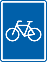 Begin van een niet-verplicht fietspad.