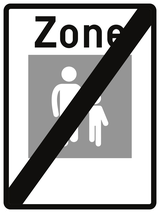 Einde van de voetgangerszone.